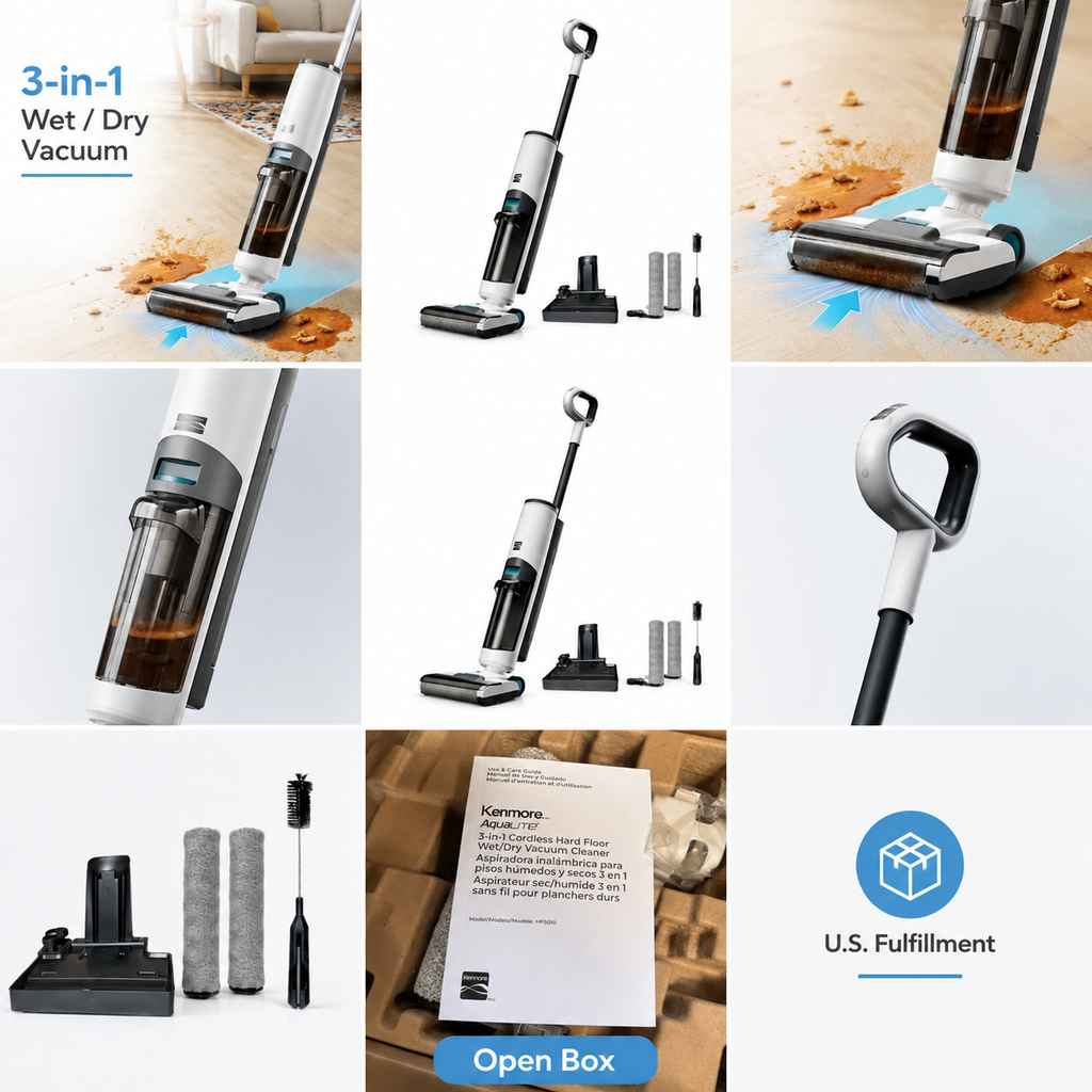 Kenmore AquaLite HF5010 3-in-1 Cordless Wet Dry Vacuum — Hard Floor Washer (Brand New)