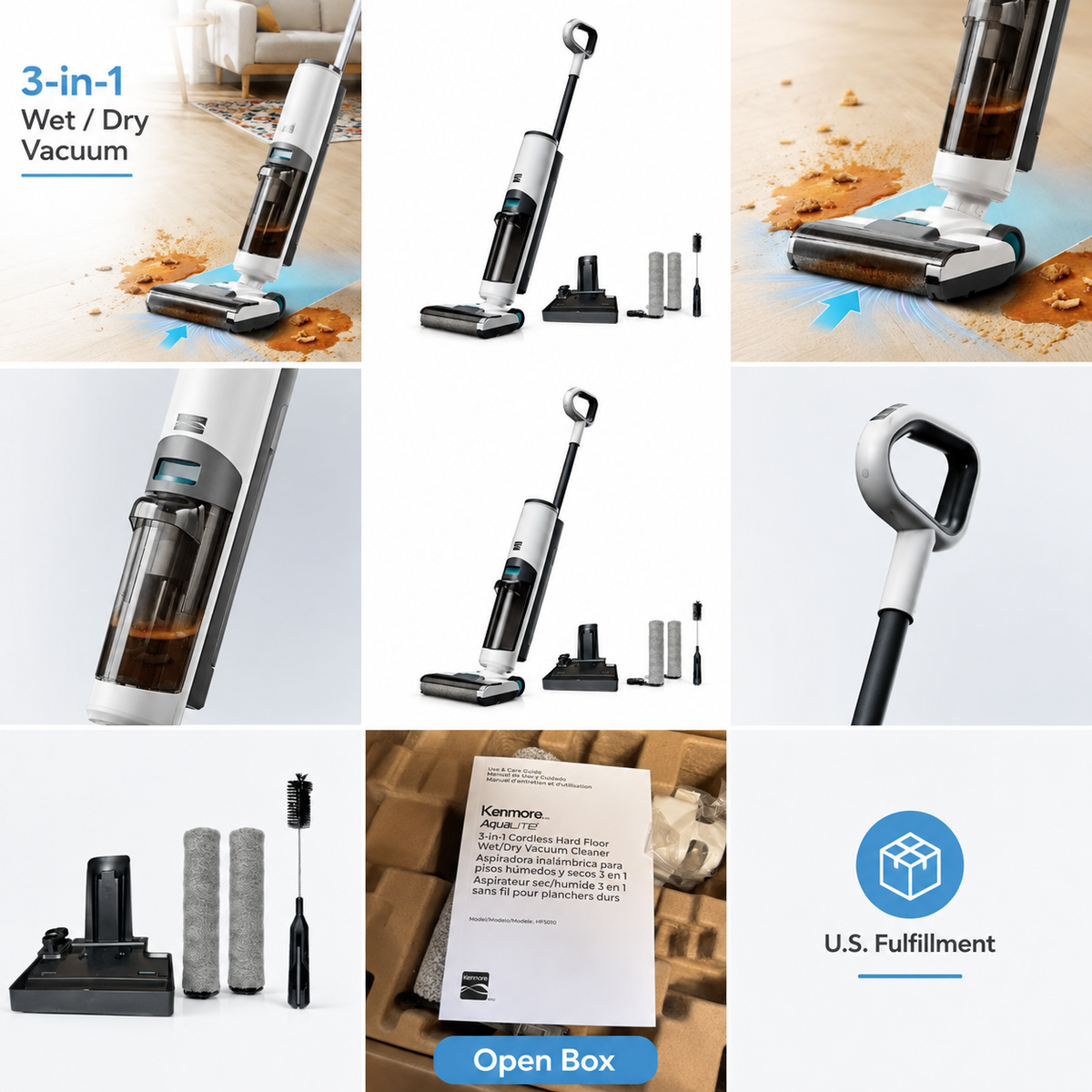 Kenmore AquaLite HF5010 3-in-1 Cordless Wet Dry Vacuum — Hard Floor Washer (Brand New)